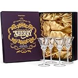 Crystal Sherry, Sweet Port and Dessert Wine Glasses | Set of 4 | 110 ml Small Schooner Sippers for Cordials and Liqueur | Long Stem Glassware for Aperitif, Digestive, After Dinner Drinks