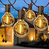 Torkase Outdoor String Lights Mains Powered, 27FT G40 Garden Festoon Lights with 12+1 Shatterproof G40 Plastic LED Edison Bulbs Waterproof for Outside Patio Gazebo Pergola Décor Wedding Cafe