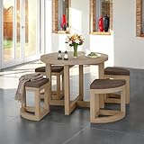 Seconique Cambourne Stowaway Dining Set in Sonoma Oak Effect Veneer/Brown Linen Fleck