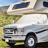 Car Windshield Cover Anti-UV Silver Windscreen Frost Snow Ice Protection Cover for Fi-at Duc-ato Peu-geot Boxer Citr-oen Relay X250/290 from 2006-2022 Campervan Motorhome