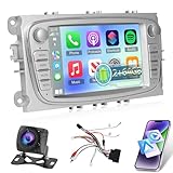 2GB+64GB Car Radio for Ford Focus Mondeo Galaxy Kuga C-MAX S-MAX, 7 inch Android Touch Screen Mondeo Stereo, Carplay&Android Auto/Wi-Fi/Bluetooth/1080P