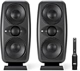 IK Multimedia iLoud MTM MKII - Pair of new generation compact hi-end studio monitors with built-in ARC room correction, speaker emulation, 100W power. Includes ARC calibration microphone. Black.