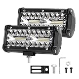 Timisea LED Pods Light Bar, 240W Work LED Light Bar 2PCS Off Road Jeep Driving Fog Lights Triple Row Work Boat Lamp, Waterproof Flood Spot Combo Beam Spot Lights for Cars UVT SUV Truck Pickup