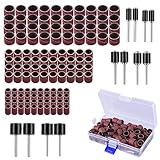 AUSTOR 132 Pieces Drum Sander Set with Free Box Including 120 Pieces Nail Sanding Band Sleeves and 12 Pieces Drum Mandrels for Dremel Rotary Tool