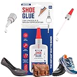 GH1200 (2-IN-1) Shoe Glue Sole Repair Waterproof with Brush Applicator and Nozzle - Clear Drying & Strong Shoe Repair Superglue for shoes - Non-Stiff Repairs, Fixes Sneakers, High Heels, Crocs & More