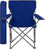 ZOPPER Folding Camping Chair Dark Blue Portable Outdoor Chair with Cup Holder & Armrests 85kg Capacity Lightweight Compact Garden, Caravan Trips, BBQs, Beach, Picnics, Fishing, Travel & Hiking