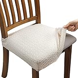 Fuloon Super Fit Stretch Dining Chair Covers, Spandex Lattice Jacquard Removable Washable Chair Slipcovers for Hotel Dining Room Ceremony Banquet Wedding Party Décor