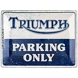 Nostalgic-Art Retro Tin Sign 30 x 40 cm Triumph - Parking Only - Gift Idea for Bikers Metal Vintage Design