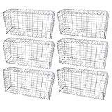 Monster Shop Gabion Baskets Garden Mesh Wire Cages Galvanised Steel Stone Basket Outdoor Spiral Planter Retaining Wall / 100 x 50 x 30cm / 6 Pack