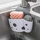 UNIKON 2 Pack Sink Caddy Sponge Holder Sink Sponge Organizer, Hanging Kitchen Adjustable Strap Faucet Caddy, White