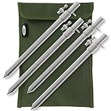 DNA NGT Carp/Coarse Fishing 4x 20-35cm Extendable Stainless Steel Bank Stick Set with Included Nylon Storage Pouch