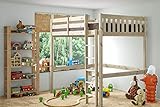 STRICTLY BEDS&BUNKS Eldon High Sleeper Loft Pine Bunk Bed, 4ft 6 Double