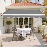 Green Bay 3 x 2.5m DIY Patio Retractable Manual Awning Garden Sun Shade Canopy Gazebo Grey with Fittings and Crank Handle