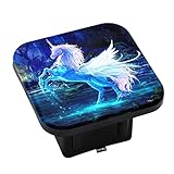 Swono Unicorn Pegasus Hitch Tube Cover Magic Blue Unicorn Horse Jungle River Night Trailer Hitch Cover Tube Plug Insert Car Accessories Truck Hitch Covers Fits 2" Receivers