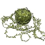 10m Artificial Leaf String Flowers Vine Wall Hanging Silk Flower Garland Wedding Party Decoration Wreath Decorative DIY Craft (Green)