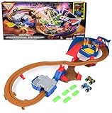 Monster Jam, Supercharge Speedway Playset, Includes Megalodon and El Toro Loco 1:64 Scale Die-Cast Monster Trucks, Light Up World Finals Track Kids’ Toys for Boys Aged 3 4 5 6+