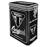 Nostalgic-Art Retro coffee tin box, 1.3 l, Triumph – Original Motorcycles – Gift idea for motorbike accessories fans, metal clip top tin, vintage design