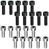 20Pcs Bike Bolts,Bicycle Stem Bolts,Disc Brake Caliper Bolts with Washers, M5x16mm,M5x12mm Bike Water Bottle Holder Cage Screws for Bike Water Bottle Holder,black and silver