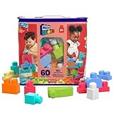 MEGA BLOKS Big Building Bag building set with 60 big and colorful building blocks, and 1 storage bag, toy gift set for ages 1 and up, DCH54