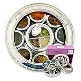 Bub: Large 22cm Premium Spice Tin Masala Dabba | 9 Spice Jars with Individual Lids | Holds 12 Spices | Polished Stainless Steel with Serving Spoon & Clear Acrylic Lids | Spice Box (SPICE TIN 9)