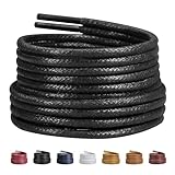 LyloLyla Black Shoe Laces for School Shoes - Thin Waxed Round Laces for Kids | Dress & Formal Oxford Boot Laces for Men & Women, 60cm, 2 Pairs