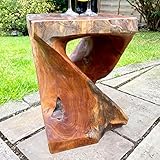 Darthome Square Twisted Teak Root Table Hand Carved Solid Wood Lamp Side Stool Furniture