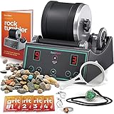 Advanced Professional Rock Tumbler Kit - with Digital 9-day timer & 3-speed polisher settings - UK/EU Edition Turn Rough Rocks into Beautiful Gems : Great Geology Science Kit STEM Gift for all ages
