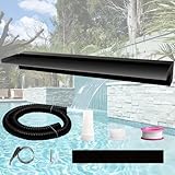 Weejian Pool Waterfall Spillway for Garden Ponds, Stainless Steel Water Flow Decor Pond Fountain Kit for Indoor/Outdoor Decorative, 90x20x10cm Black Water Feature for Patio, Backyard (No LED Light)