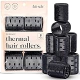 Kitsch Ceramic Thermal Hair Rollers Set 8pcs - Hair Curlers Rollers for Perfect Curls, Hot Rollers kit for long hair, Hair rollers for long hair, Hair Curler & Hair Roller, Ceramic Coated Core, Black