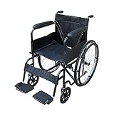 Lightweight Folding Wheelchair, PALDIN self propelled Comfortable Portable Wheelchair, Removable Footrests, Armrest (Black)