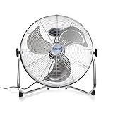 Futura 14” Chrome High Velocity Floor Fan, Heavy Duty Metal Fan, Industrial Cooling Fan with 3 Speeds & Adjustable Tilt Head, Powerful Metal Air Circulator for Gym, Warehouse, Home or Office