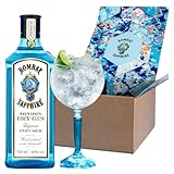 Bombay Sapphire London Dry Gin Gift Box with Copa Gin Glass, 40% vol., 70 cl / 700 ml, 100% Vapour Infused Spirit with 10 Hand-Selected Botanicals