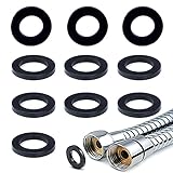 QISF Shower Hose Washers, 10 Pack Rubber Washers Seals, 1/2 Inch Hose Seal for Shower Head (Black)