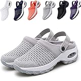 KFGJ Mesh Orthopedic Walking Sandals, Air Cushion Sandals, Shoes Thick Bottom Rocking Women Slip On Walking Mesh Breathable Student Working Sneakers Athletic Road Running Mesh Casual 38 Grey