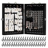 Tapeera Folding Peg Board Display Stand For Vendors Included 40 Hooks - Jewelry Display For Craft Show - Tabletop Pegboard Earring Display For Vendor Events - Necklace Display Rack For Selling (Black)