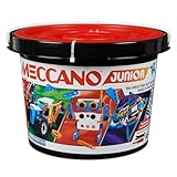 BANDAI - Meccano Junior Barrel 150 Pieces - Construction Set 5 Models, 2 Tools, Instructions, Storage Bucket - Activity Kit Assembly Toys & Vehicles - Toys from 5 Years - APM19103