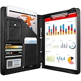NEWYES Leather Zipper Conference Folder, A4, Travel Document Folder, Portfolio Travel Wallets, Personal Agenda Organizer Folder, Black, NY-A403-BL-EU, Black/White, 33,5 * 25 * 3,5 cm