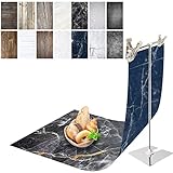 Exzycke 7PCS 14Patterns Photography Background Paper with Stand, 34x23in Double-Sided Photo Tabletop Backdrops Props for Food Jewelry Cosmetics Makeup (Black White Brown)