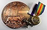 The Commemorative Coin Company Full Size Bronze World War 1 Memorial/Death Plaque and Medals. George V Gallantry Cross, Great War Victory Medal
