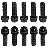 10 Pcs Bicycle Stem Bolts, M6 x 20mm Bike Stem Fixed Screws with Washers, 4 Colors Bike Disc Brake Caliper Bolts, Handlebar Stem Screws for Road Mountain Bike (Black)