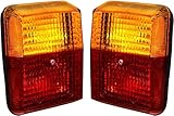 APSMOTIV Pair Vintage 24V Tail Lights for Peugeot 404 504 Pickup J7 Citroën Acadiane | Red Amber Lens Rear Lamp Set | 3 Functions: Indicator, Brake, Stop | PMMA Material | Warm White Bulbs Included