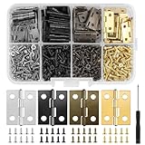 120 Pcs 1 inch Small Hinges,4 Colours Hinge for Wooden Boxes,Small Cabinet Hinges with 480 Screws and 1 Screwdriver,Door Hinges for DIY Crafts,Jewelry Box,Cabinet