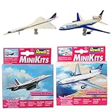 Revell MiniKits Model Plane Buildable Sets Pre Painted - Made in 2000 - Concorde Air France & Lockheed Tristar - Set 3 - Twin Pack