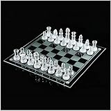 25cm Frosted/Polished Chess Board With 32 Clear Glass Pieces, Crystal Chess Set, Transparent Board - Gift Item