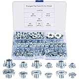 110 Pcs T-Nuts Four Pronged, T Nut 4 Prong Tee Blind Nuts, Threaded Insert T Nuts Carbon Steel, Metric Blind Threaded Tee Nuts for Wood Furniture Household Appliances Construction - M4/M5/M6/M8/M10
