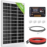 ECO-WORTHY 120W 12V Solar Panel Kit 0.5kWh/Day Off-Grid Kit for RV Campervan Boat Camping:120W Mono Solar Panel + 30A PWM Solar Charge Controller + Z Brackets+ Solar Extension Cables