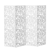 12Pcs Folding Paravent Room Divider, Hollow Carving Partition Wall Room Dividers, Hanging Folding Privacy Screen, Partition Separator White 40 * 40 * 0.127cm
