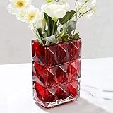 Thickened Glass Vase for Flowers, 20cm 4lb Crystal Coloured Flower Vases for Decoration, Morden Personalised Ornaments for Home Living Room Decor Accessories Christmas Birthday Gifts