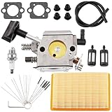 WateryWave BR420 BR400 Carburetor for St-ihl SR320 SR340 SR380 SR400 SR420 BR320 BR340 BR380 BR400 BR420 Backpack Blower with Air Filter Fuel Filter Line Grommet Saprk Plug Cleaning Brush,13PCS(BR320)
