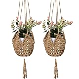 Hanging Planters Baskets Jute Rope Macrame Plant Hanger with 2 Hanging Hooks Wall Hanging Flower Pot Holder for Home Decor 2 Pack